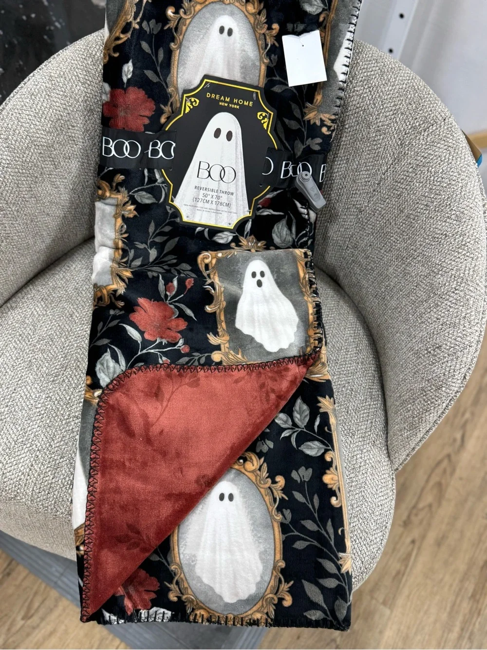 Black & Red Halloween Ghost Throw Blanket